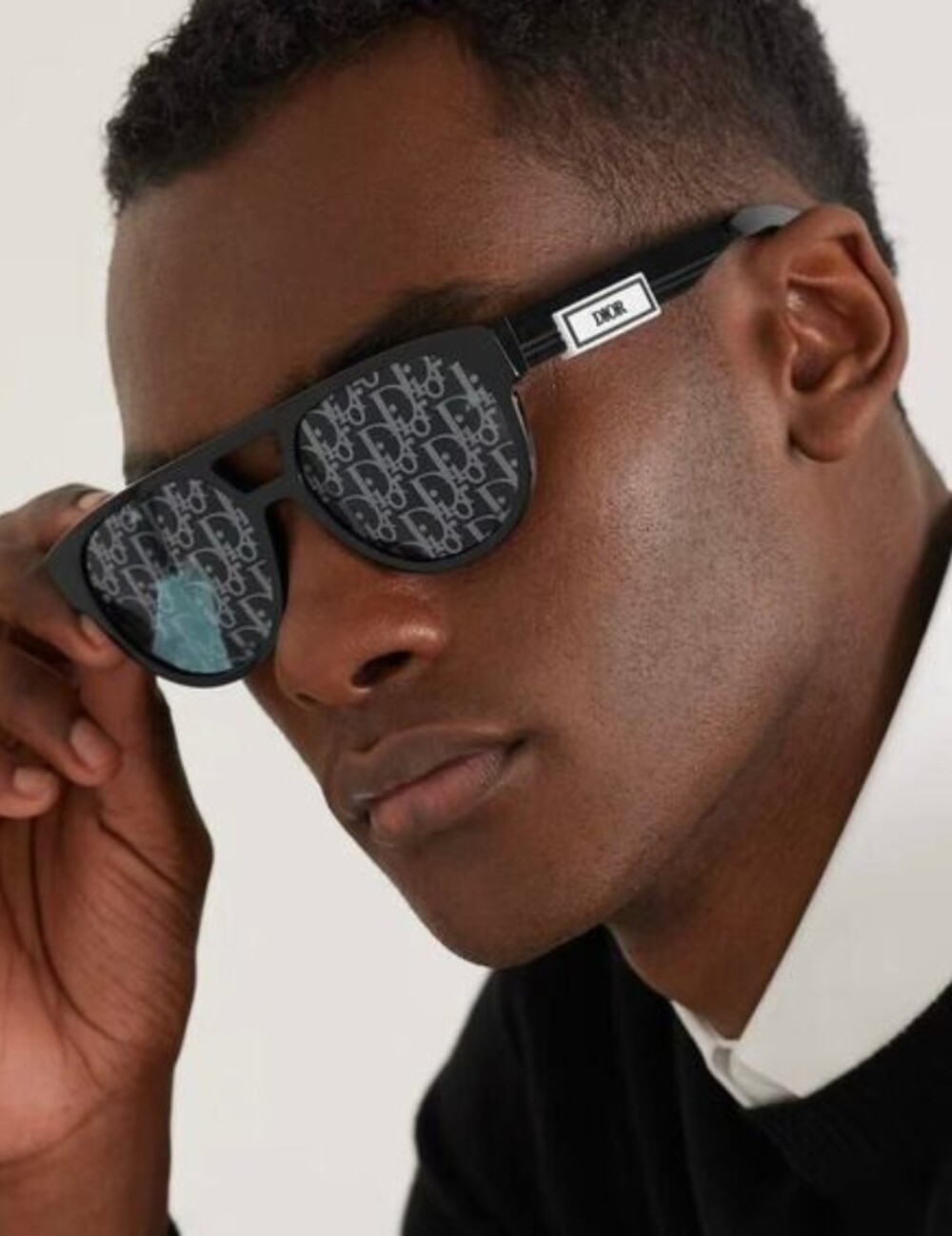 Dior Black Logo-Print Shield Sunglasses